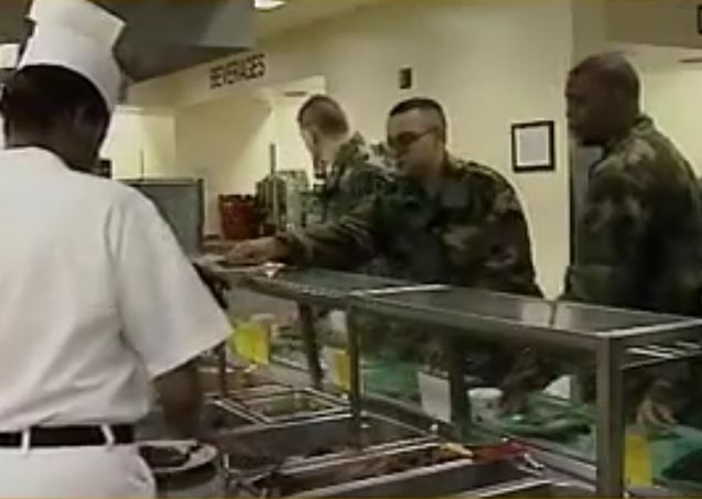 Soldier serving food in Dining Facility