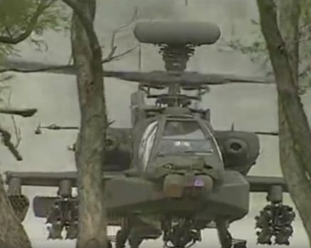 AH-64 Helicopter hovering
