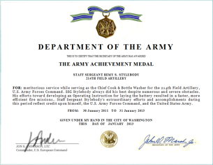 Army Citation Examples