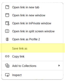 Save Link As Menu Option